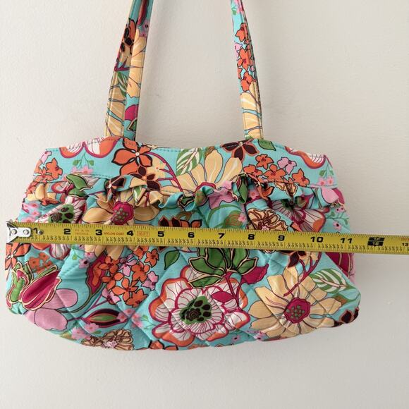 Bright Floral 100% Silk Shoulder Bag Quilted Tropical Y2K Retro Purse Girly - Picture 4 of 7